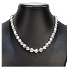 Tiffany & Co. d'epoca. Collana con perline a lunghezza variabile in argento sterling da 16"