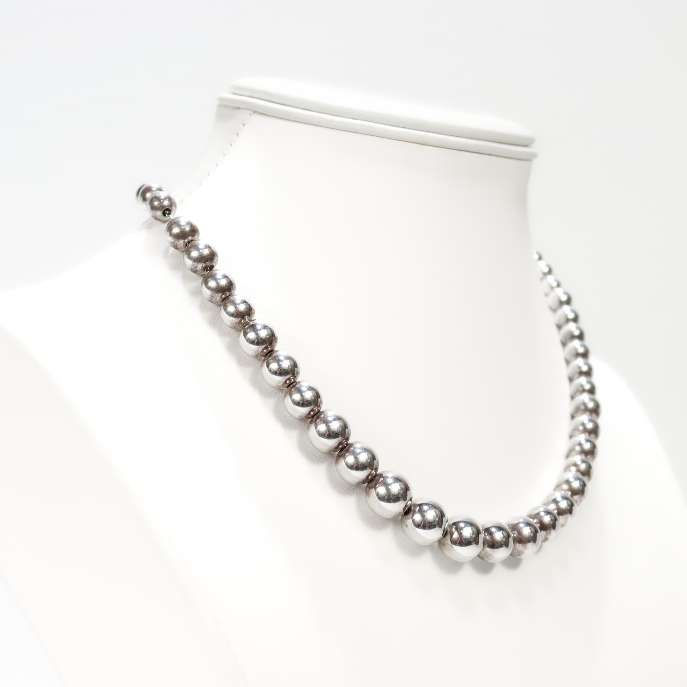 Vintage Tiffany & Co. Sterling Silver Graduated Beaded Necklace For Sale 5