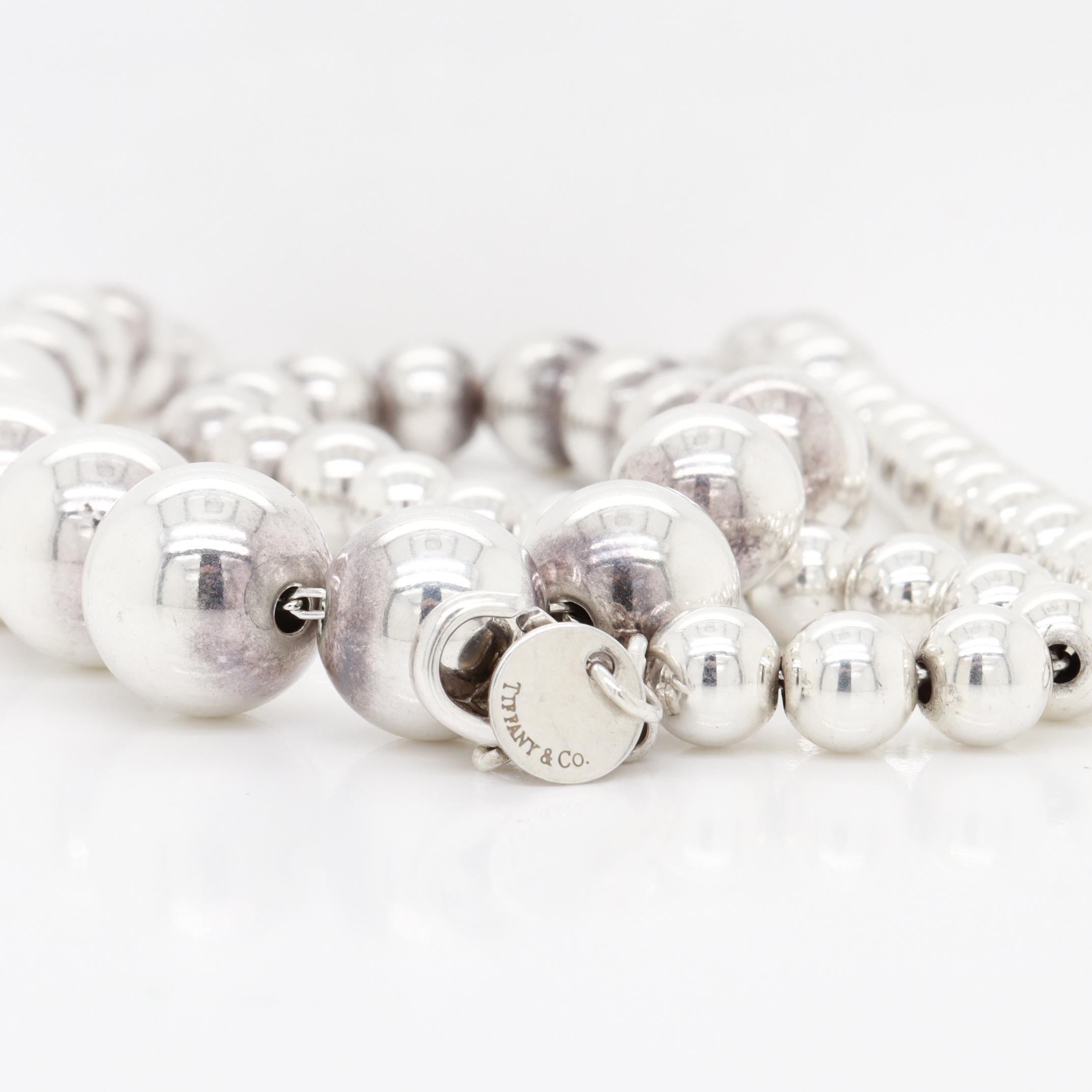 Vintage Tiffany & Co. Sterling Silver Graduated Beaded Necklace For Sale 7