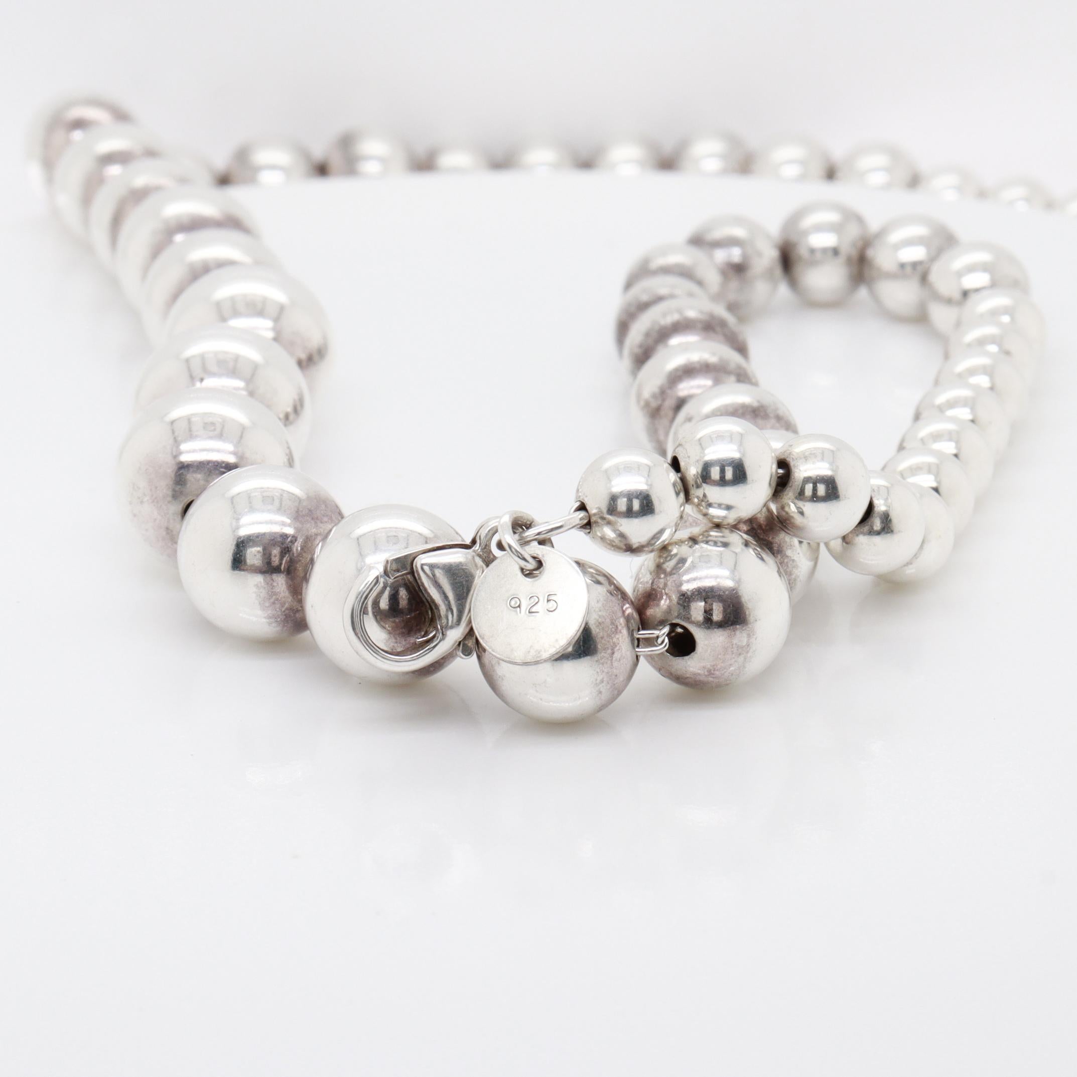 Vintage Tiffany & Co. Sterling Silver Graduated Beaded Necklace For Sale 8