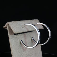 Vintage Tiffany & Co. Sterling Silver Hoop Earrings 925 1837 26mm + Pouch