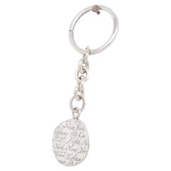 Vintage Tiffany & Co Sterling Silver Keychain / Keyring w Notes Curved Charm
