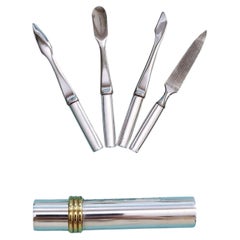 Vintage Tiffany & Co. Sterling Silver Manicure Set in Cylindrical Travel Case