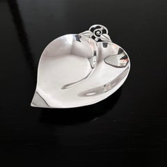 Vintage Tiffany & Co. Sterling Silver Nut Leaf Shaped Dish With Ball Feet