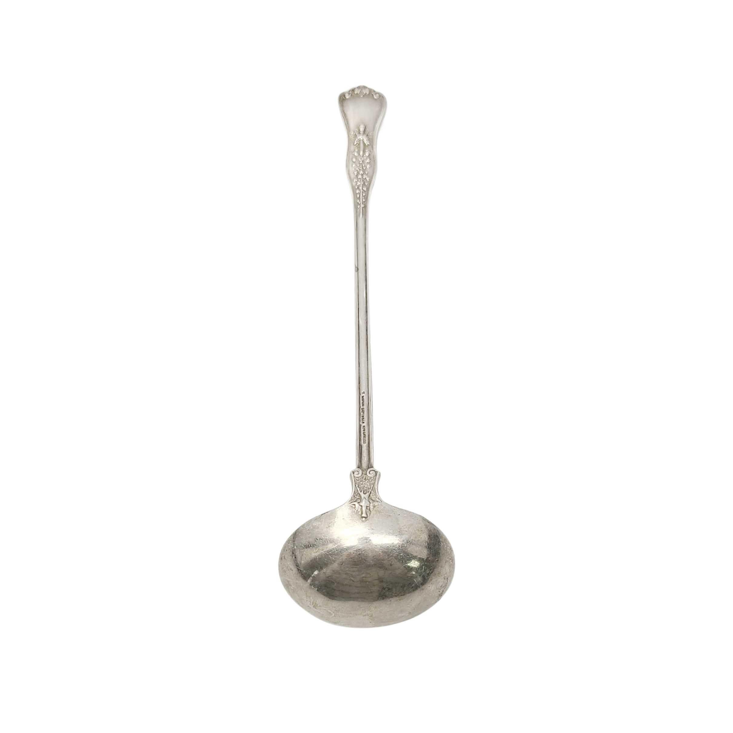 Vintage Tiffany & Co. sterling silver cream ladle in the Olympian pattern.

The Olympian pattern was introduced in 1878, it is an ornate and elaborate multi-motif pattern, featuring 17 different sharply carved handle decorations depicting scenes
