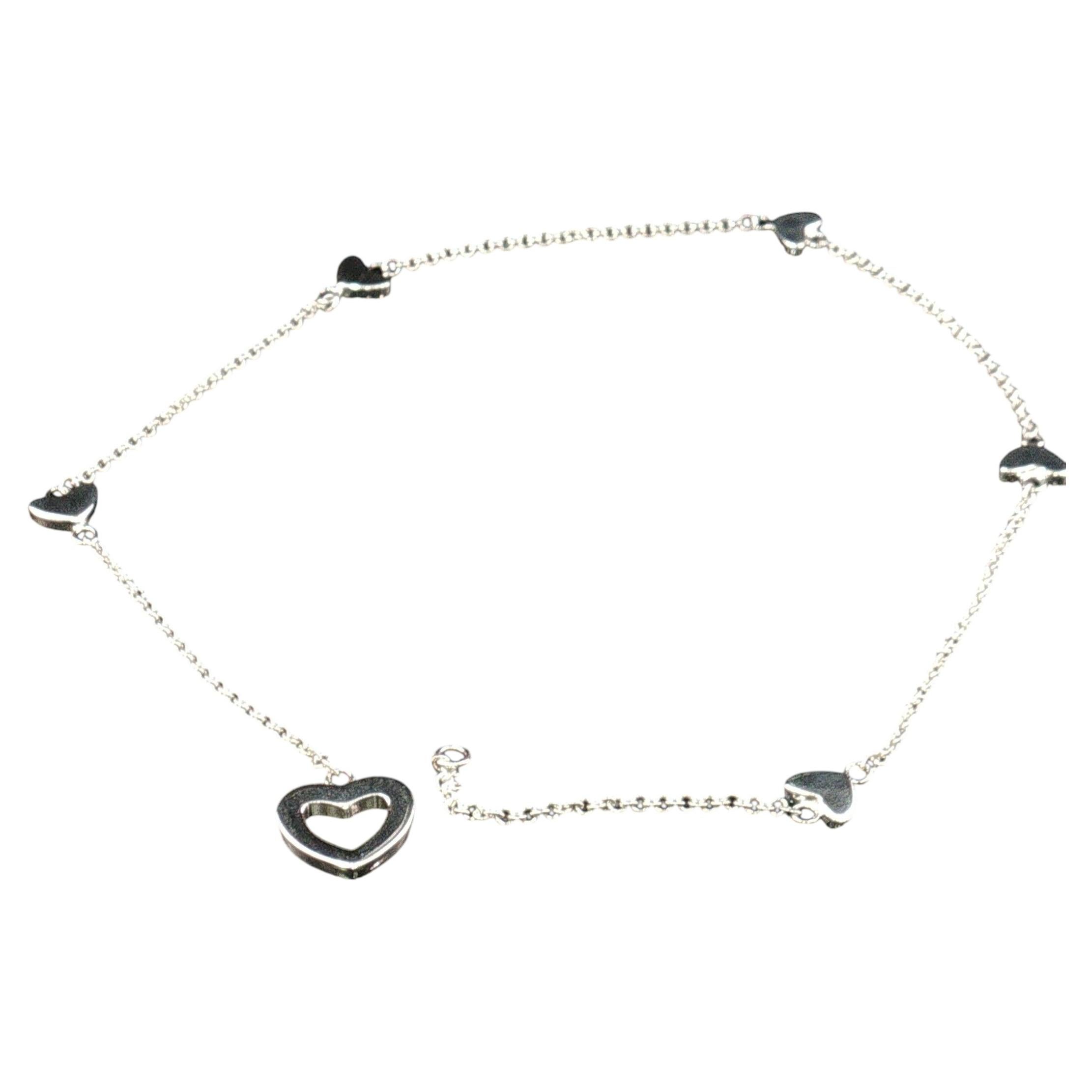Vintage Tiffany & Co. Collier en argent sterling avec pendentif en forme de cœur ouvert, longueur : 11,5 pouces (PARTIE 1)