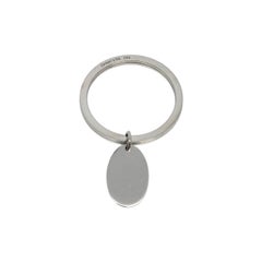 Vintage Tiffany & Co Sterling Silver Oval Tag Dangle Key Ring with Pouch #22481