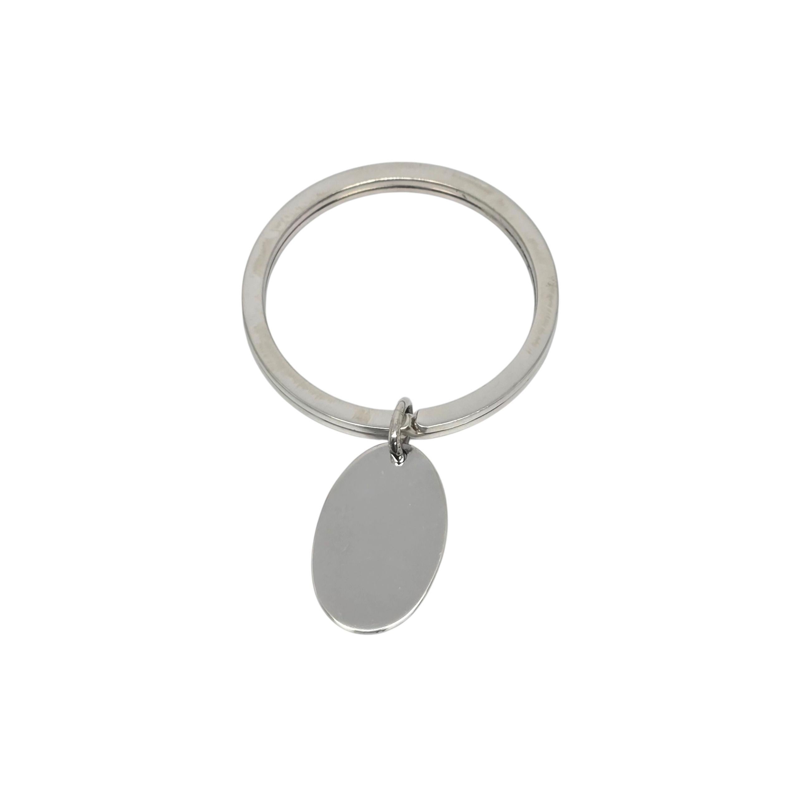 Vintage Tiffany & Co Sterling Silver Oval Tag Dangle Key Ring with Pouch #22481 Bon état - En vente à Washington Depot, CT