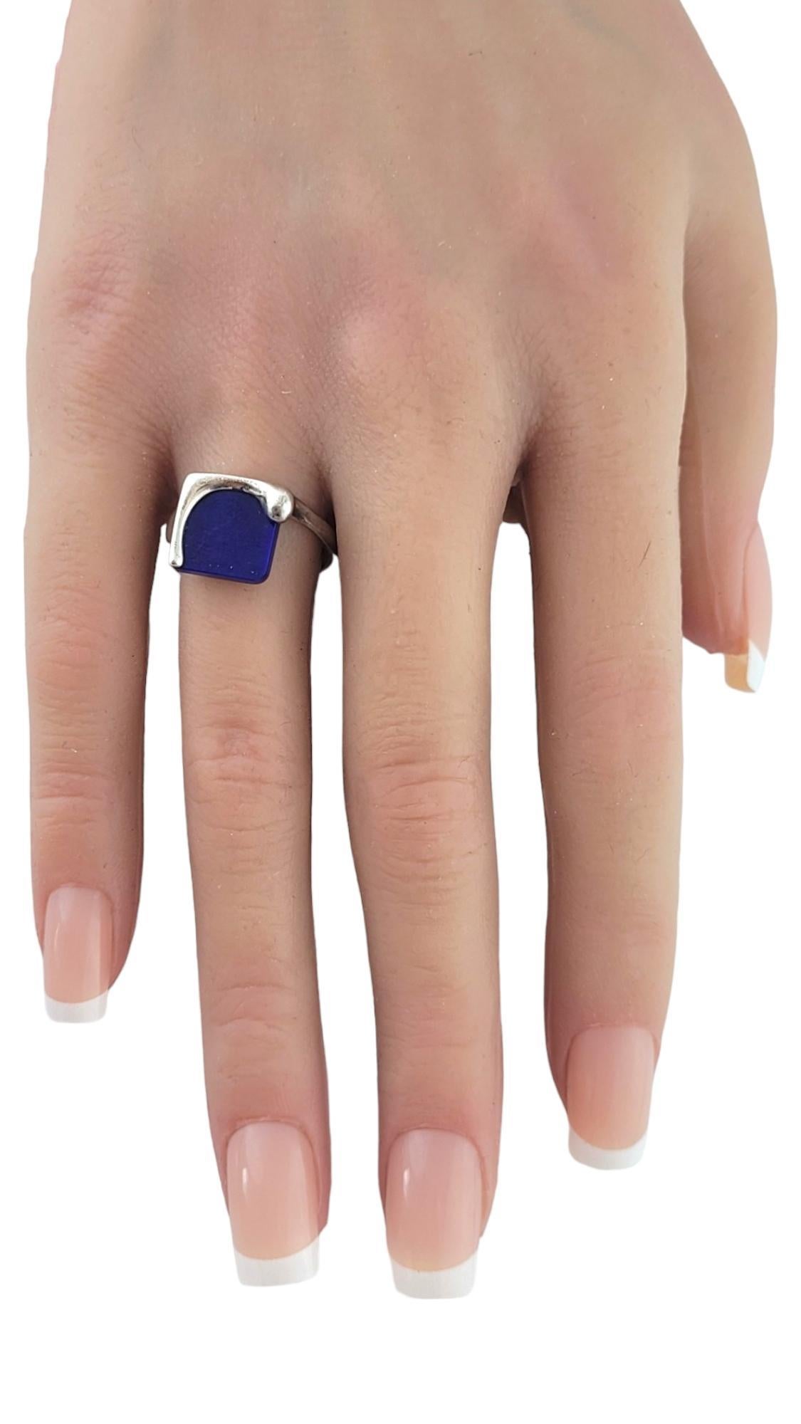 Weinlese Tiffany & Co. Sterlingsilber Peretti Blauer Lapislazuli-Ring Größe 5,75 #17396 3