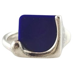 Vintage Tiffany & Co. Anillo Peretti de plata de ley y lapislázuli azul Tamaño 5,75 #17396