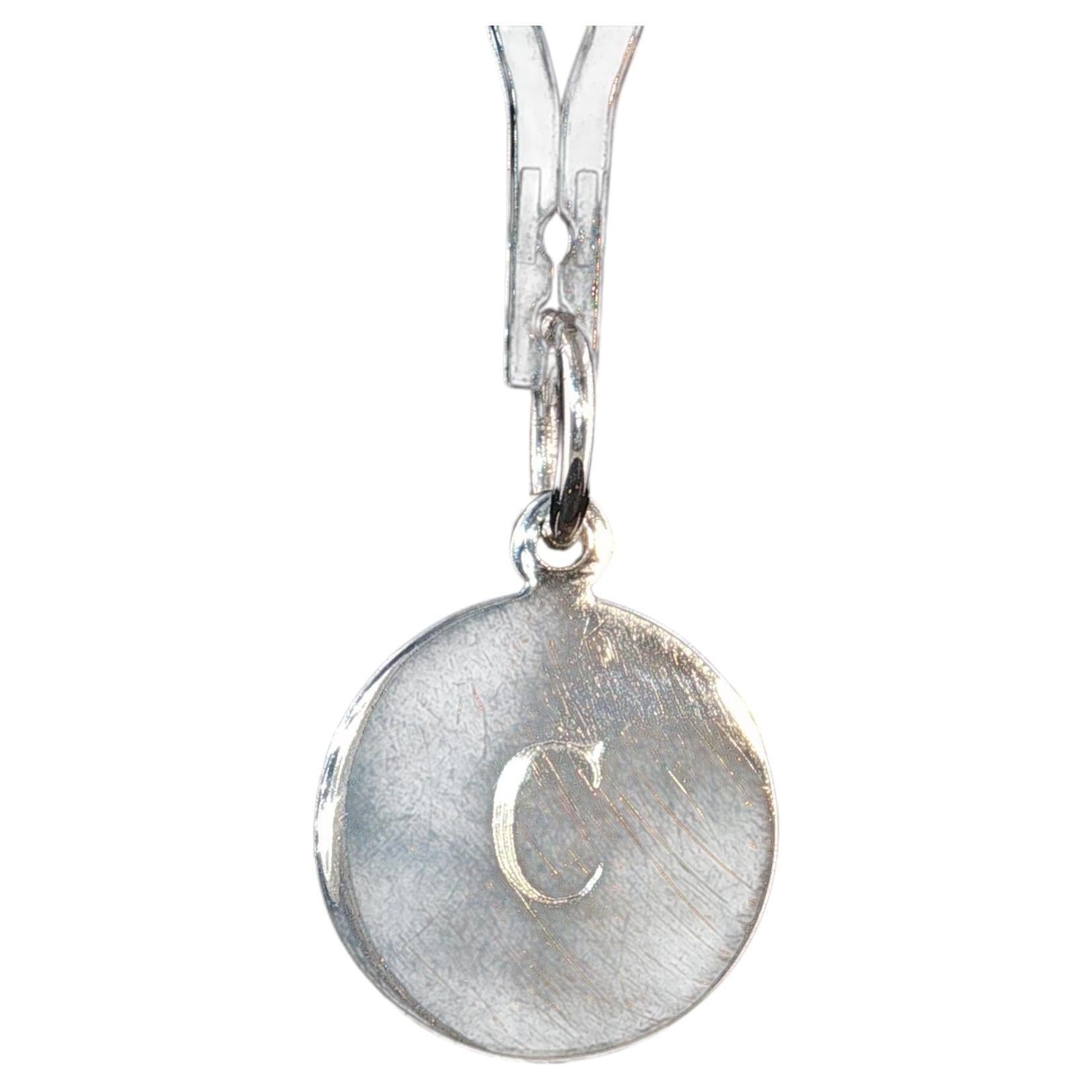 Vintage Tiffany & Co Sterling Silver Round Disc Initial C Pendant Charm 925 4.1g