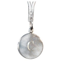 Vintage Tiffany & Co Sterling Silver Round Disc Initial C Pendant Charm 925 4.1g
