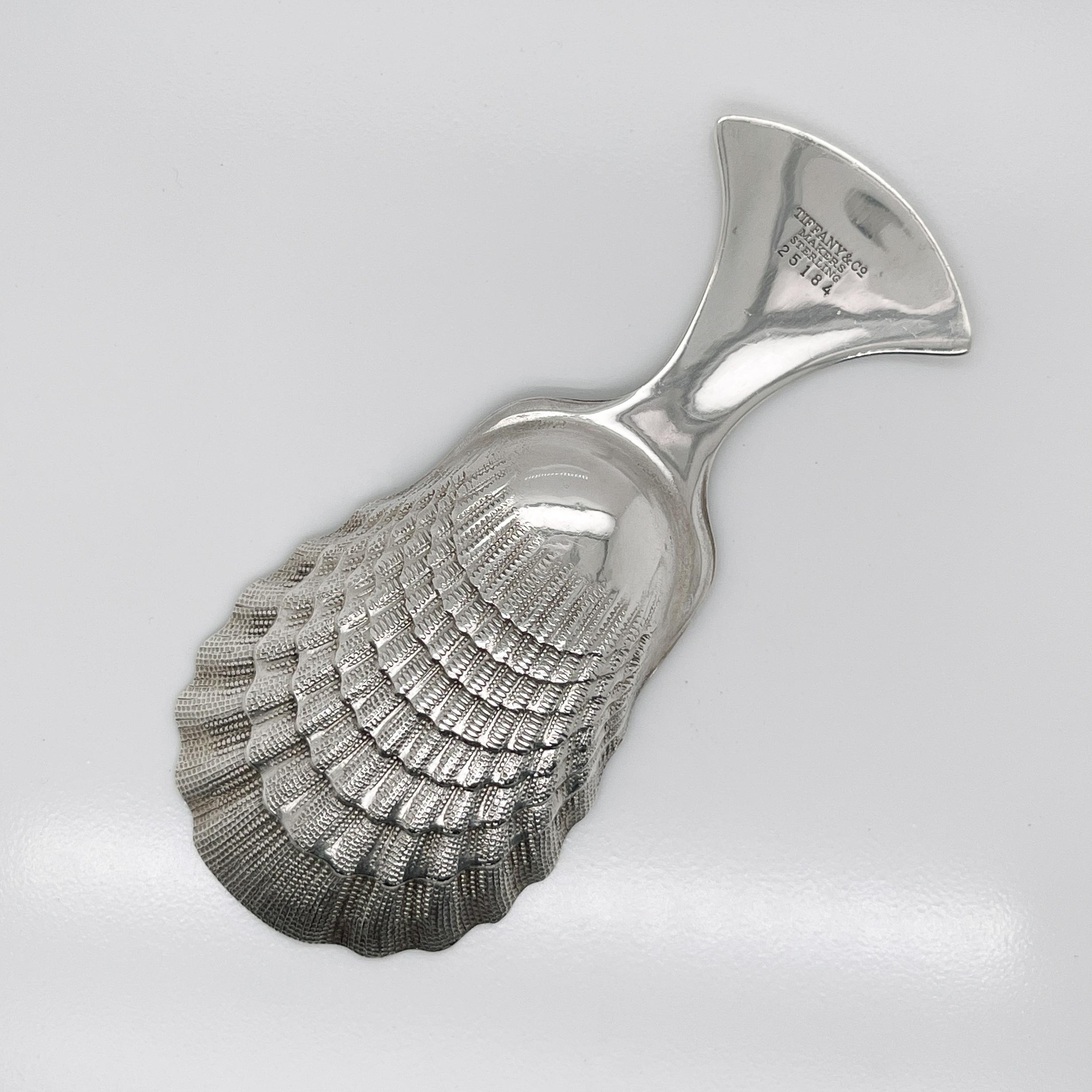 Modern Vintage Tiffany & Co. Sterling Silver Shell Shaped Tea Caddy Spoon 