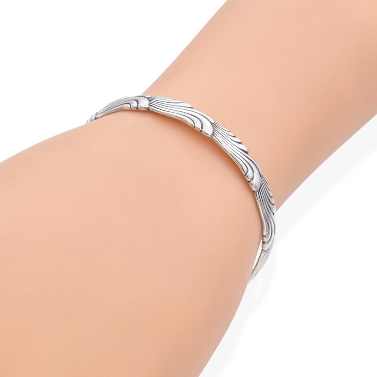 Vintage Tiffany and Co. Sterling Silver Wave Motif Bangle Bracelet