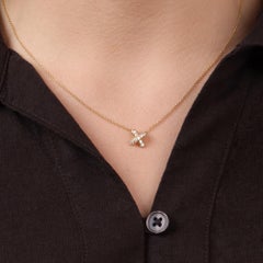 Vintage Tiffany & Co. Stitch X Cross Diamond Necklace in Yellow Gold