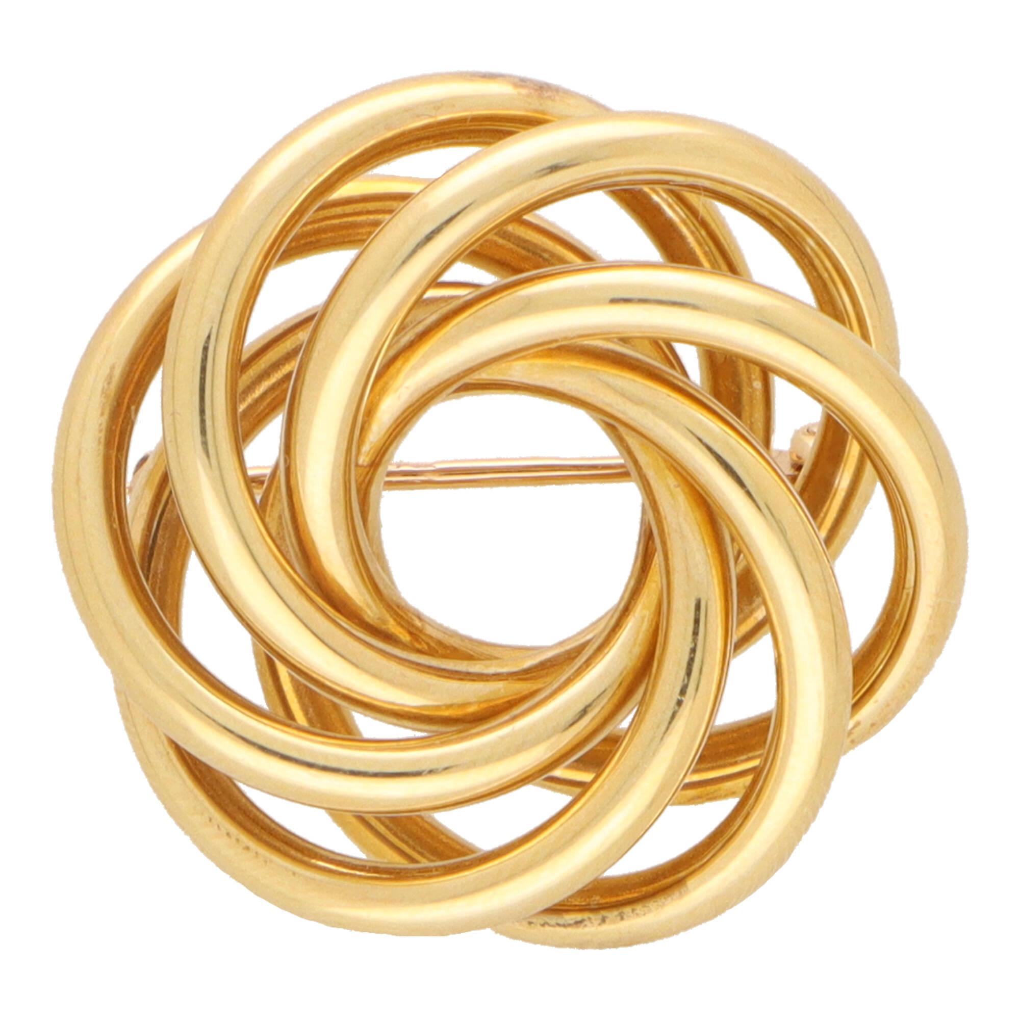 Vintage Tiffany & Co. Swirl Brooch in 14k Yellow Gold In Excellent Condition For Sale In London, GB