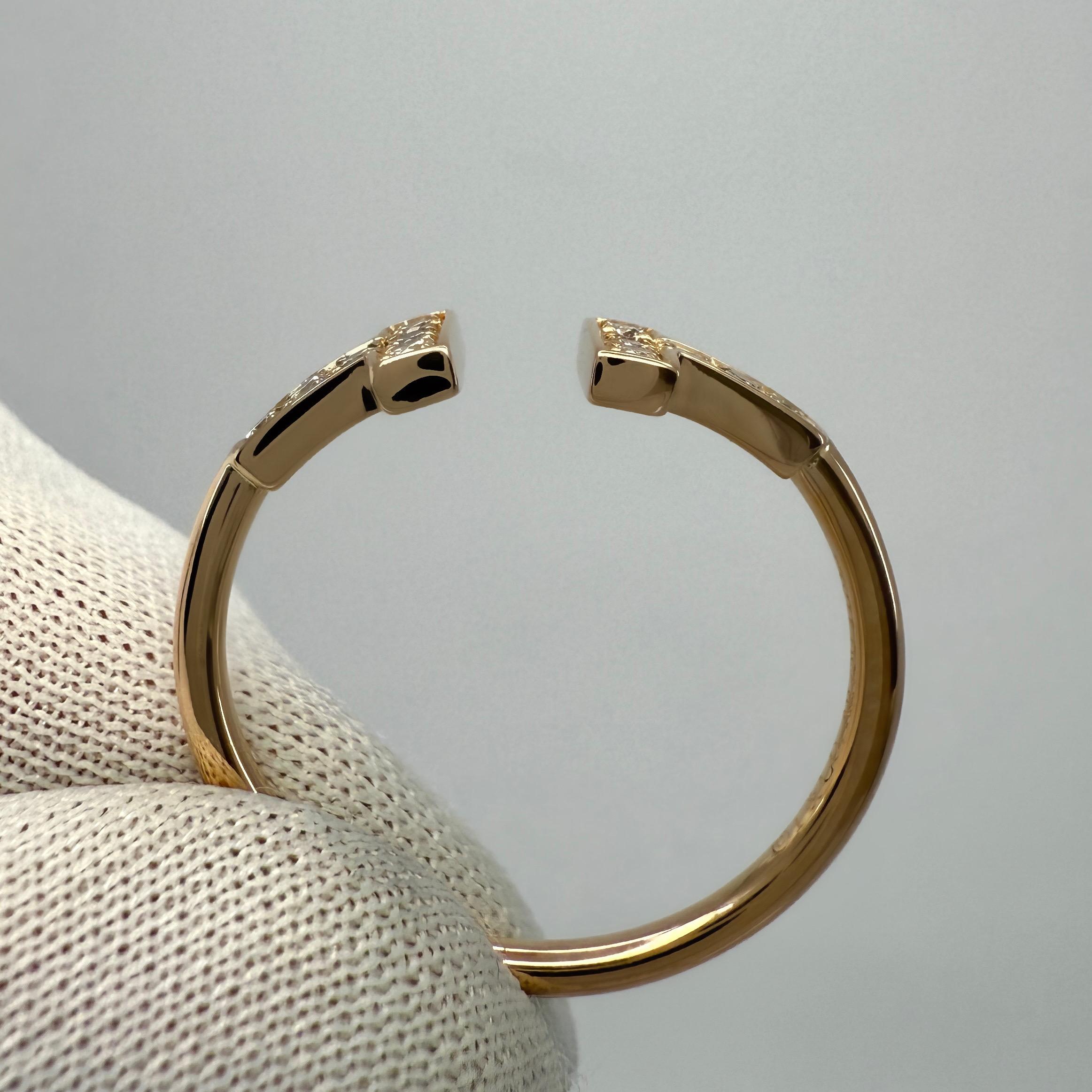 Vintage Tiffany & Co. T Wire Diamond 18k Rose Gold Band Ring With Box US8 EU57 For Sale 1