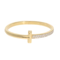 Vintage Tiffany & Co. T1 Wide Diamond Bracelet in Yellow Gold, Size Large