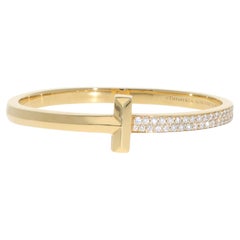 Vintage Tiffany & Co. T1 Wide Diamond Bracelet in Yellow Gold, Size Large