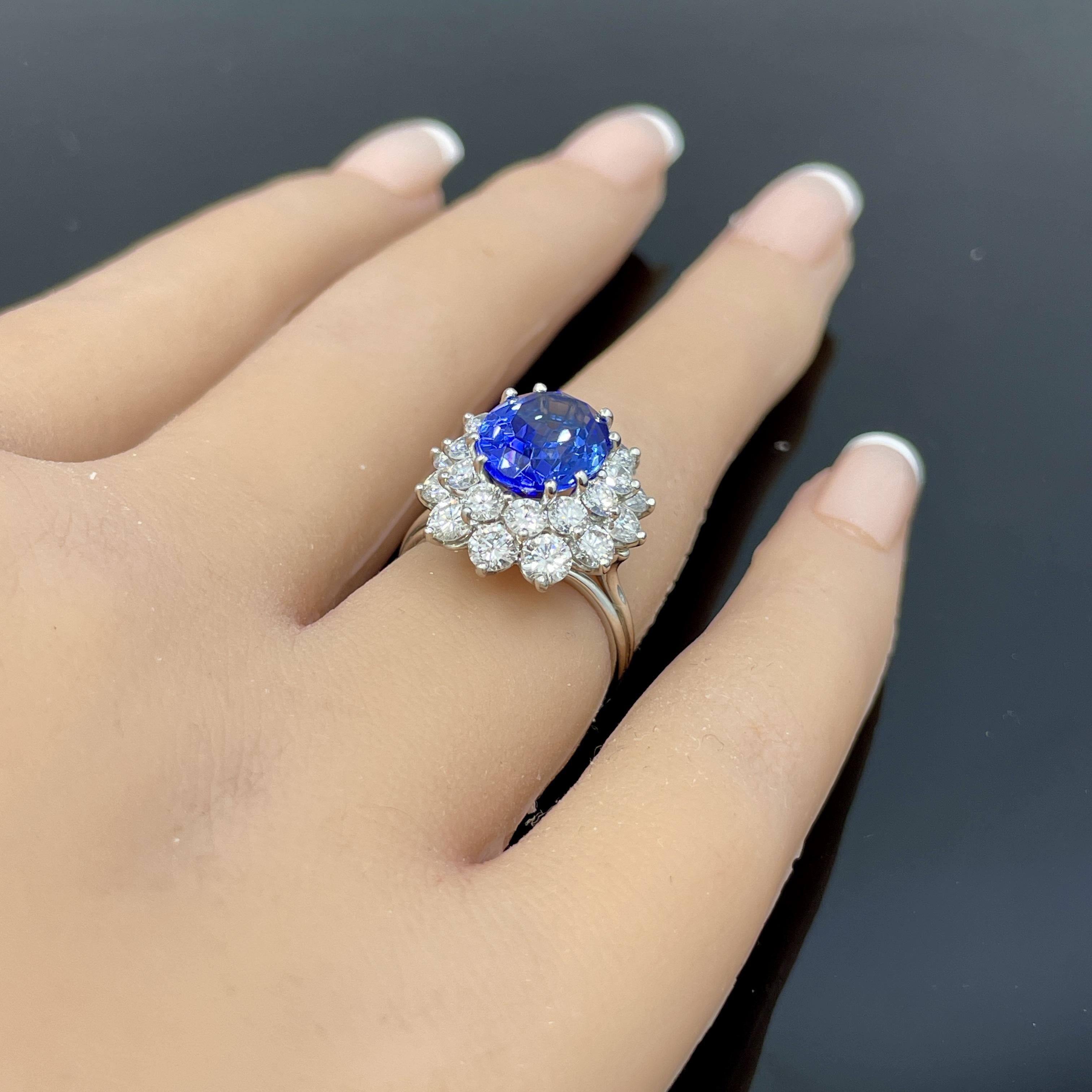 Weinlese Tiffany & Co. Tansanit & Diamant Platin Cocktail Ring 6,08ctw im Angebot 8