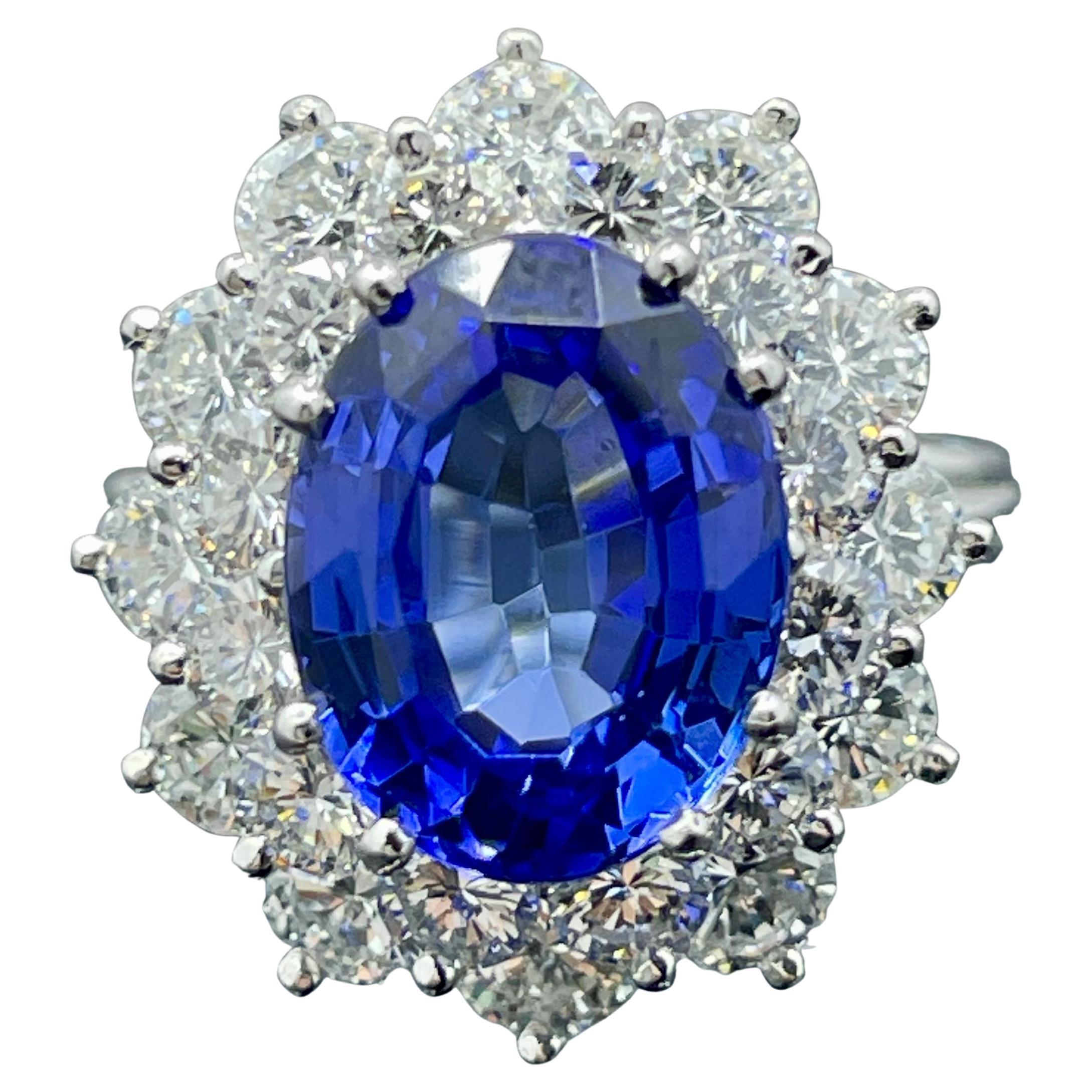 Vintage Tiffany & Co. Bague cocktail Tanzanite et diamant en platine 6.08ctw