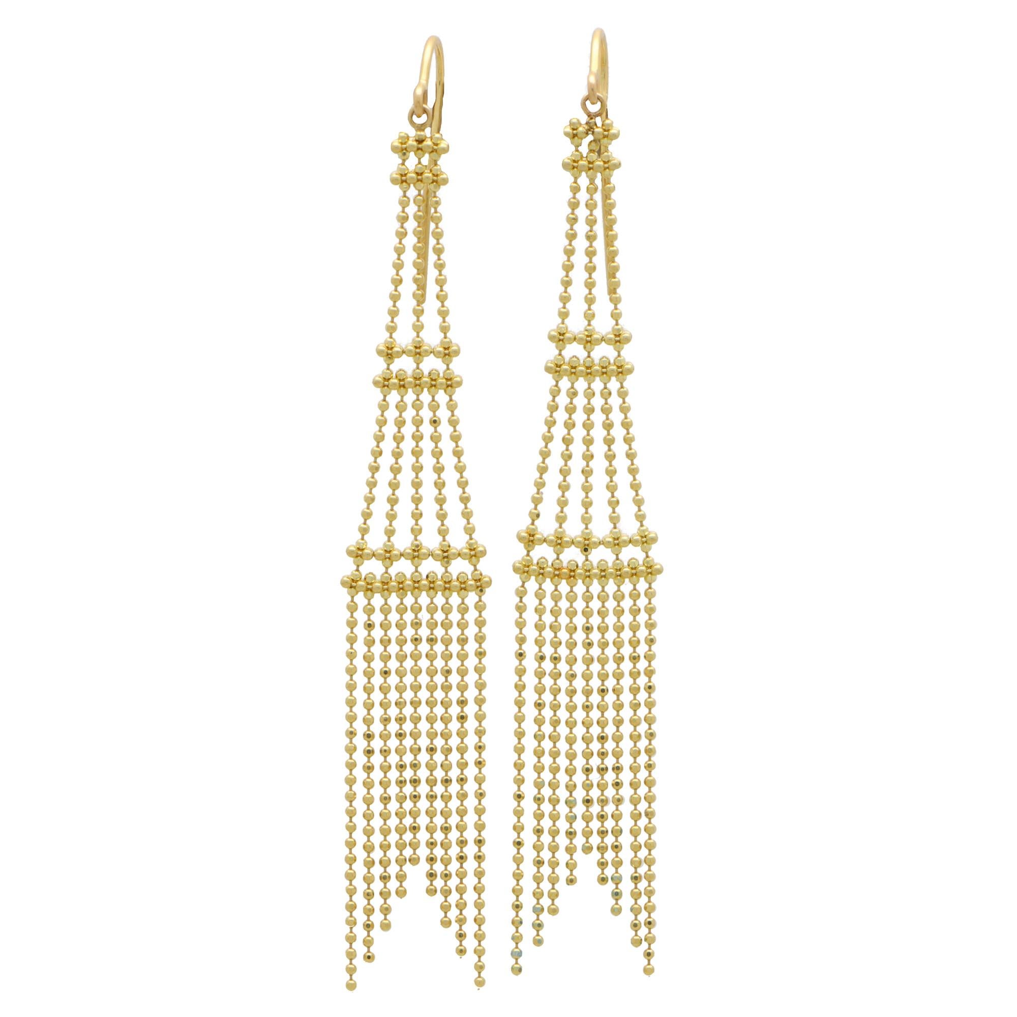 Modern Vintage Tiffany & Co. Tassel Chandelier Drop Earrings Set in 18k Yellow Gold