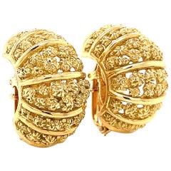 Vintage Tiffany & Co. Textured 18 Karat Gold Ear Clips