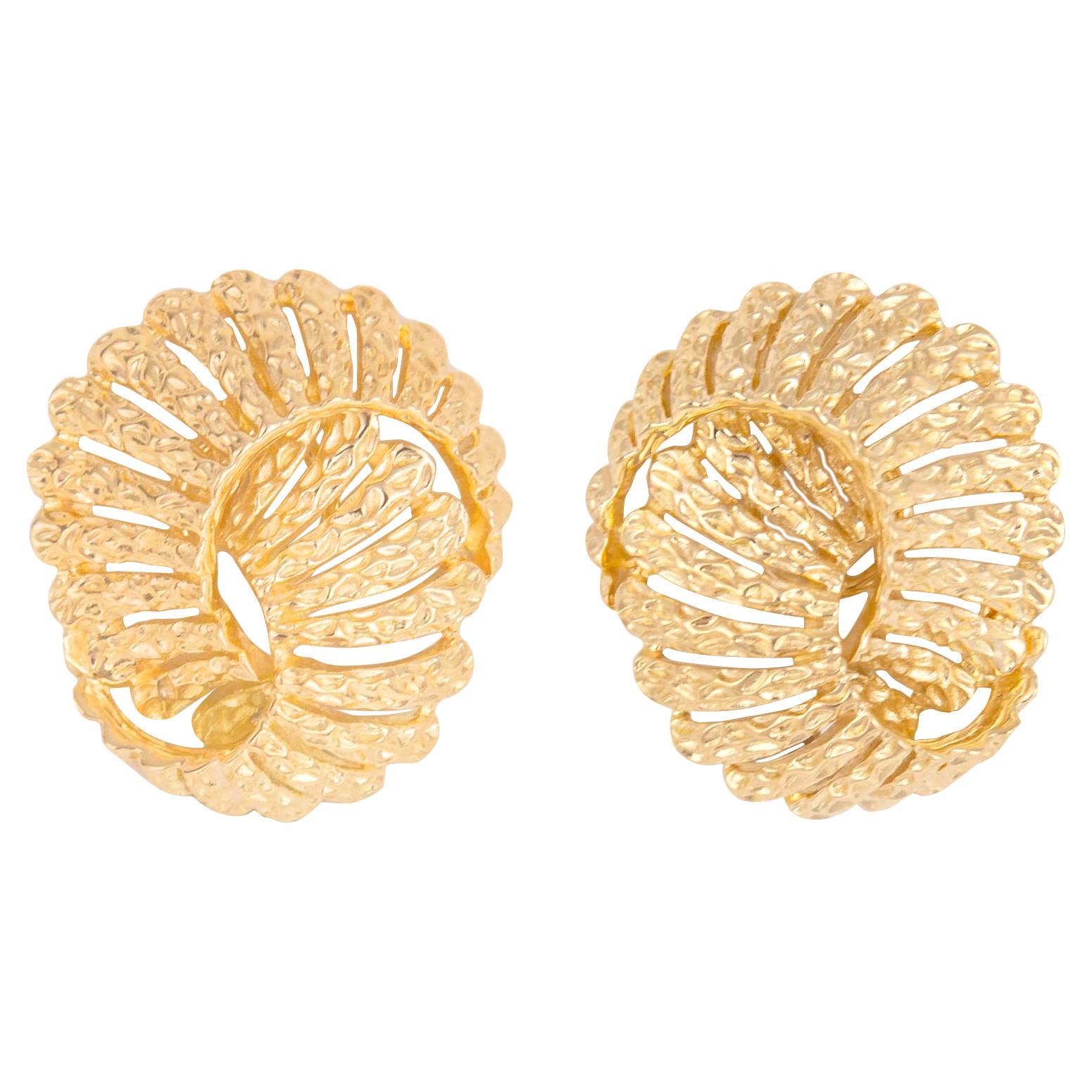 Vintage Tiffany & Co. Textured Gold Earrings For Sale