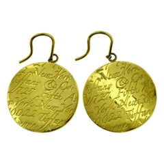 Vintage Tiffany & Co. "Tiffany Notes" Round Yellow Gold Drop Dangle Earrings