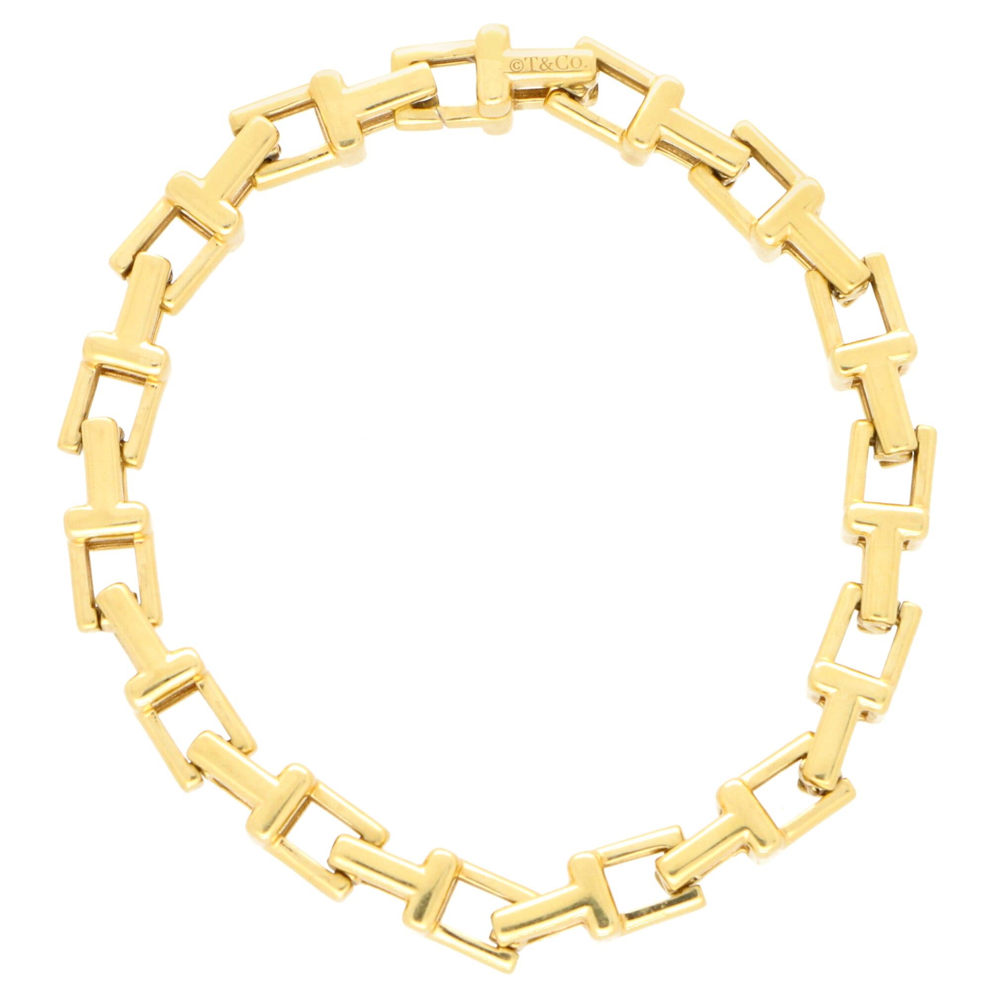 Vintage Tiffany & Co. 'Tiffany T' Chain Link Bracelet Set in 18k Yellow Gold
