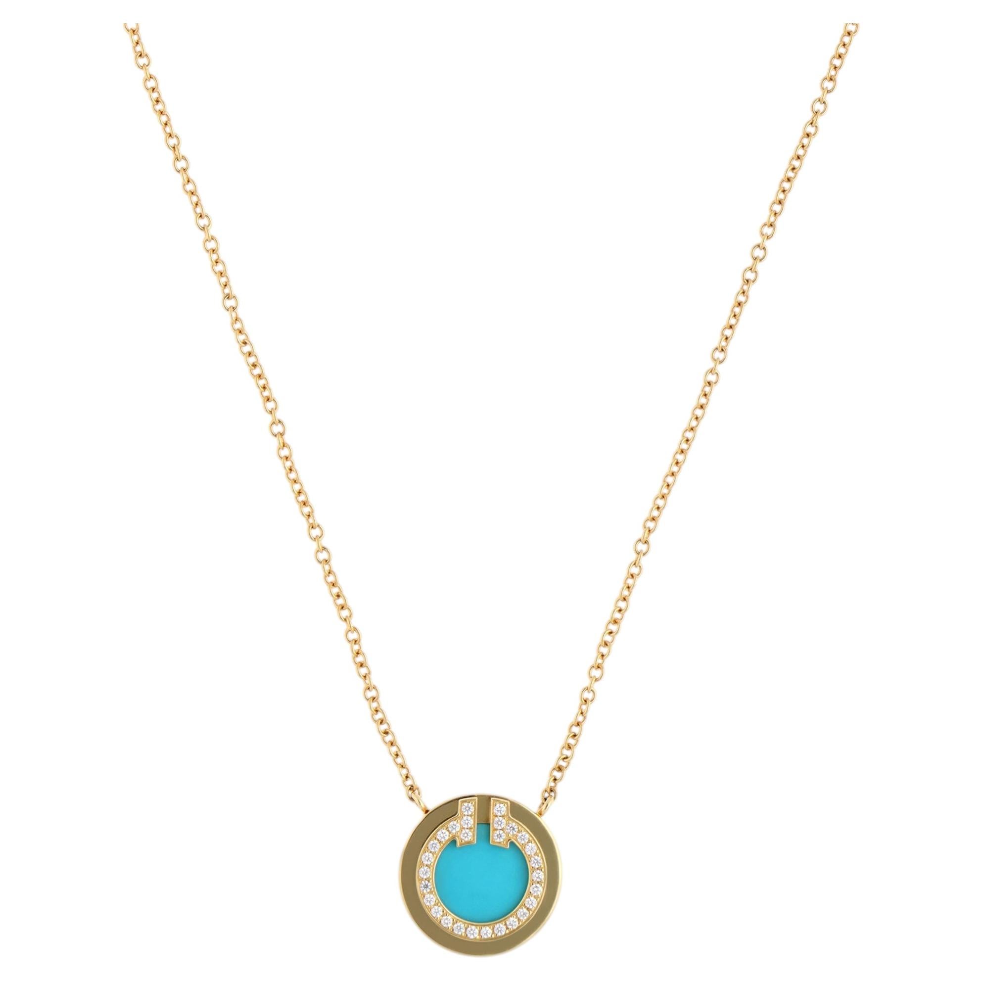 Vintage Tiffany & Co. Tiffany T Circle Turquoise and Diamond Necklace