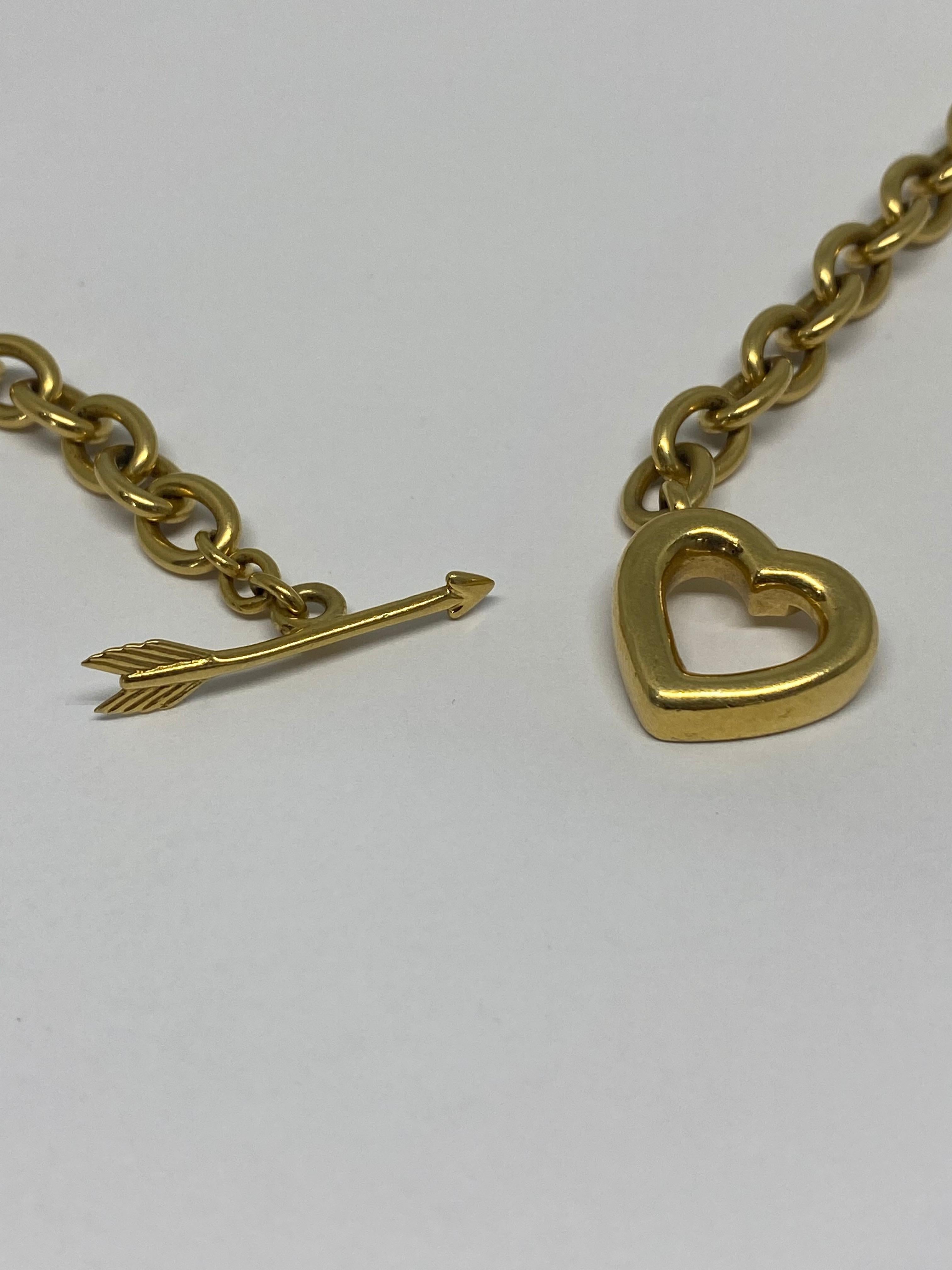 Vintage Tiffany & Co. Toggle Yellow Gold Heart and Error Link Chain Necklace  3