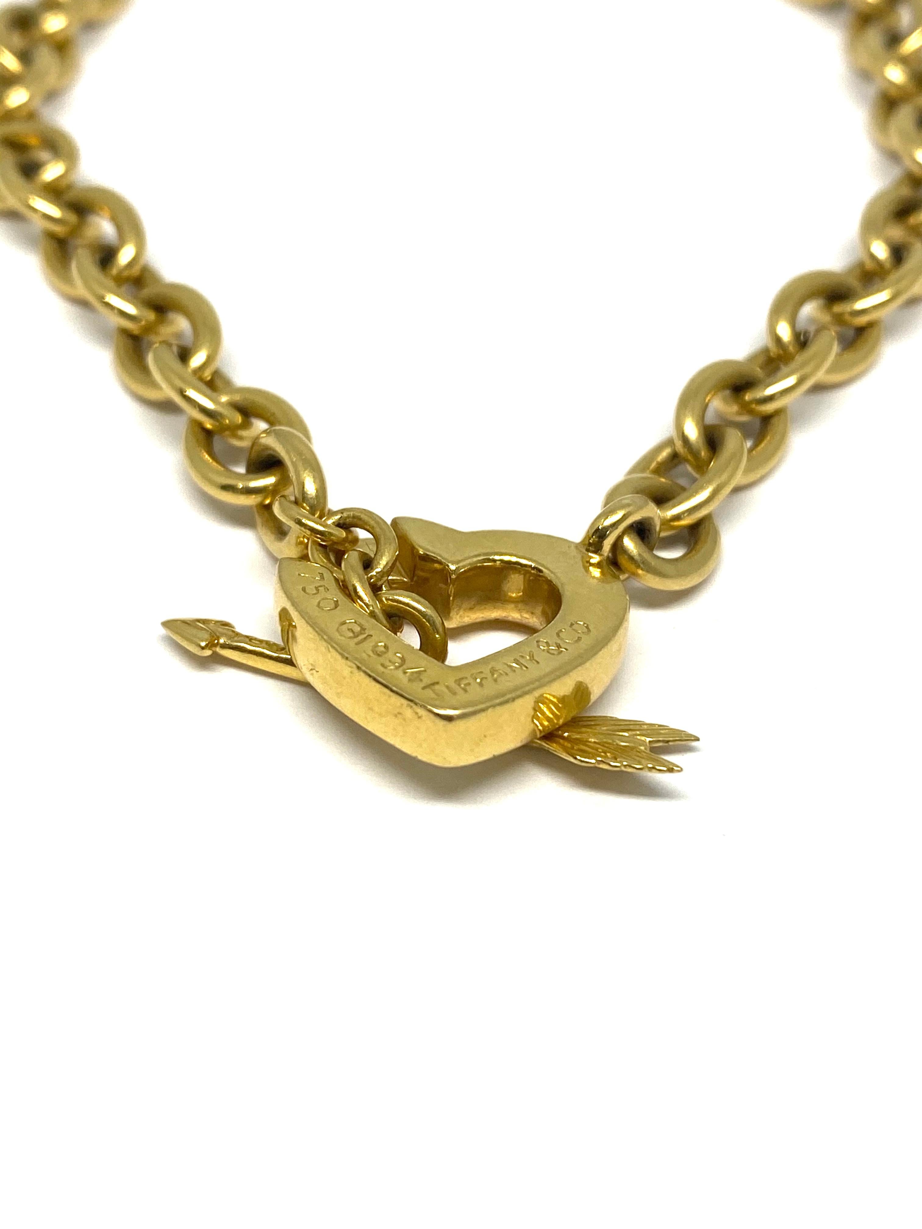 Vintage Tiffany & Co. Toggle Yellow Gold Heart and Error Link Chain Necklace  1