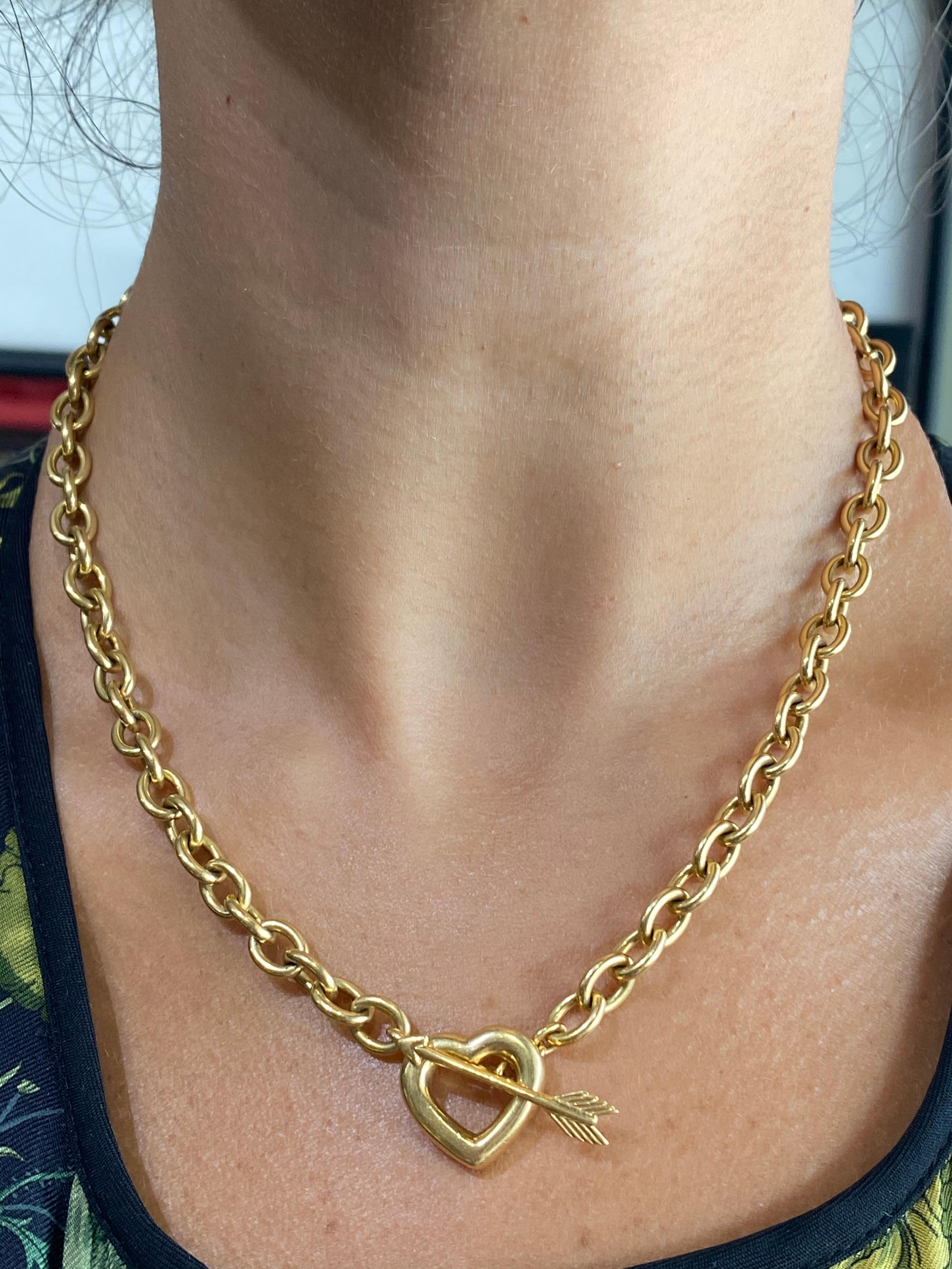 Vintage Tiffany & Co. Toggle Yellow Gold Heart and Error Link Chain Necklace  2