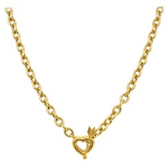Vintage Tiffany & Co. Toggle Yellow Gold Heart and Error Link Chain Necklace 