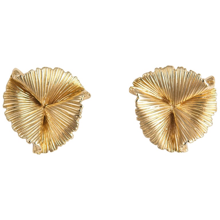 Vintage Tiffany and Co. Triple Fan Motif Earrings at 1stDibs