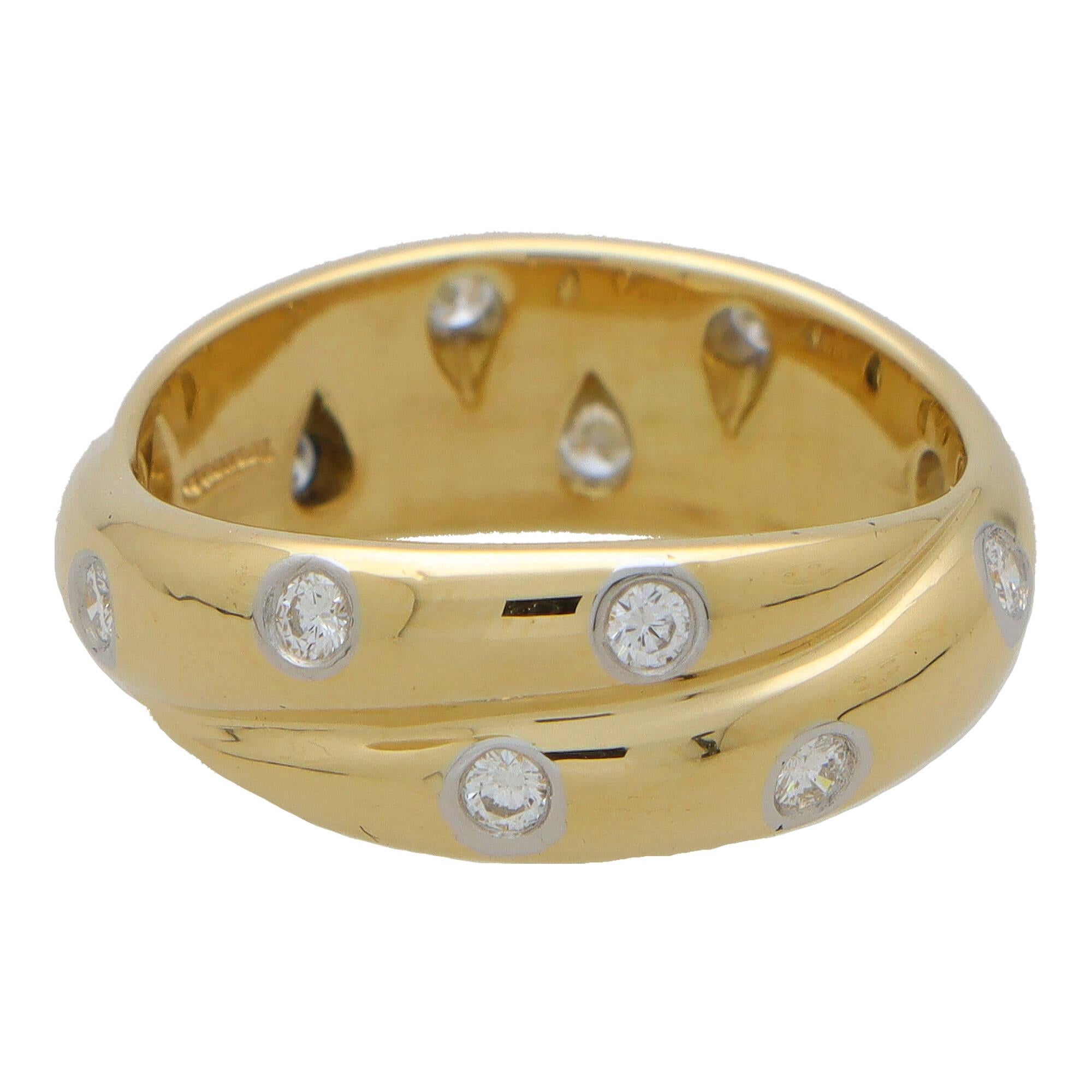 Round Cut Vintage Tiffany & Co. Twisted Dots Ring in Yellow Gold and Platinum