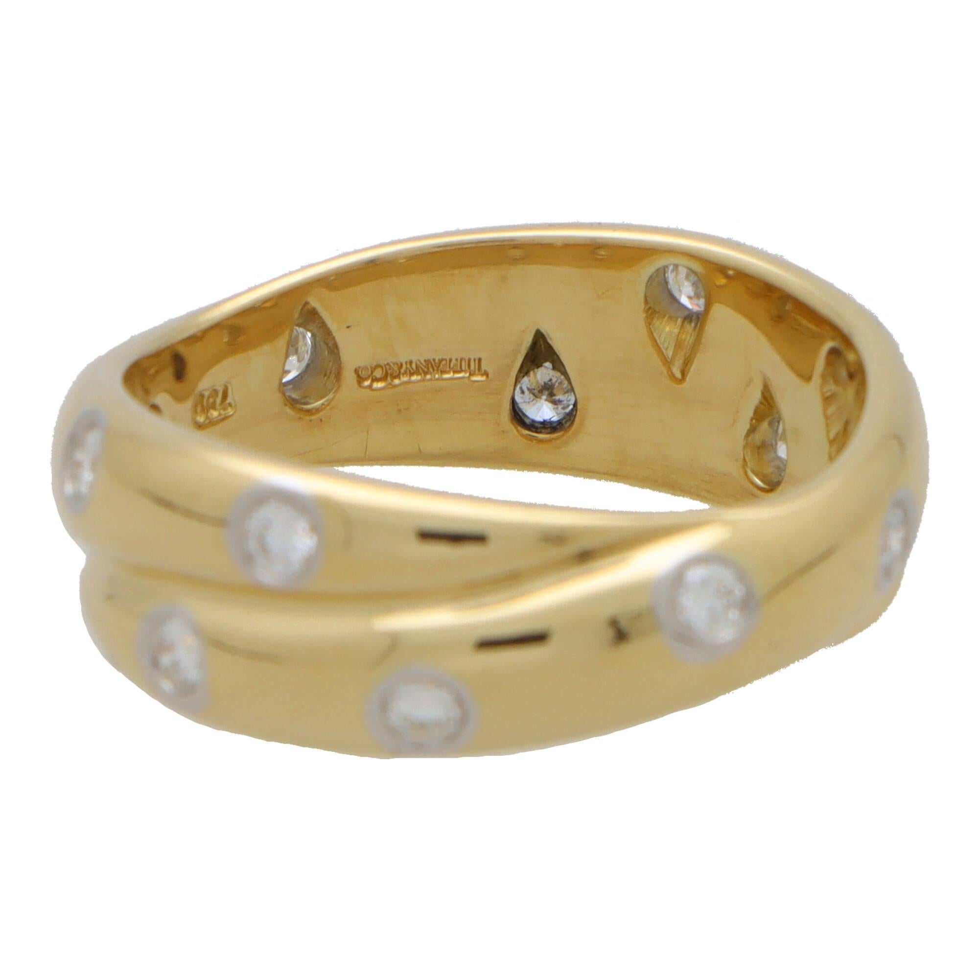 Vintage Tiffany & Co. Twisted Dots Ring in Yellow Gold and Platinum In Excellent Condition In London, GB