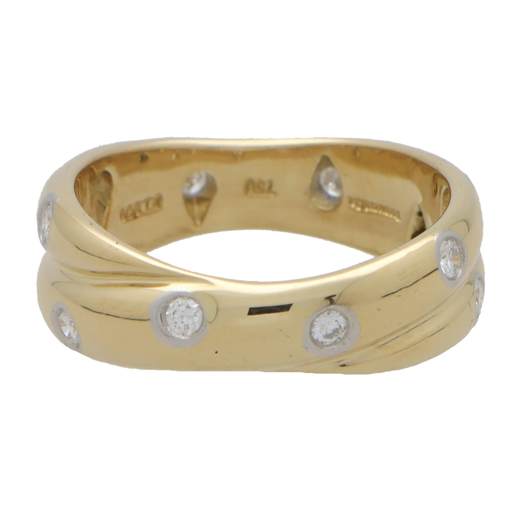Women's or Men's Vintage Tiffany & Co. Twisted Dots Ring in Yellow Gold and Platinum