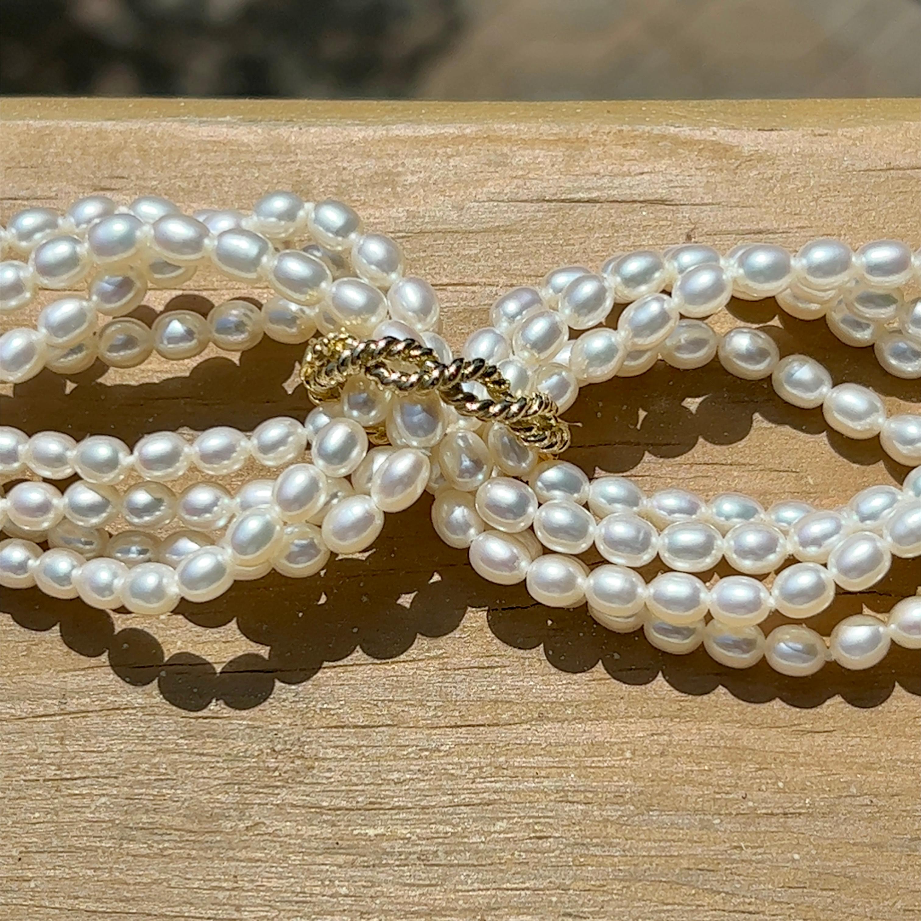 Vintage Tiffany and Co. Twisted Freshwater Pearl Necklace in 18K Yellow