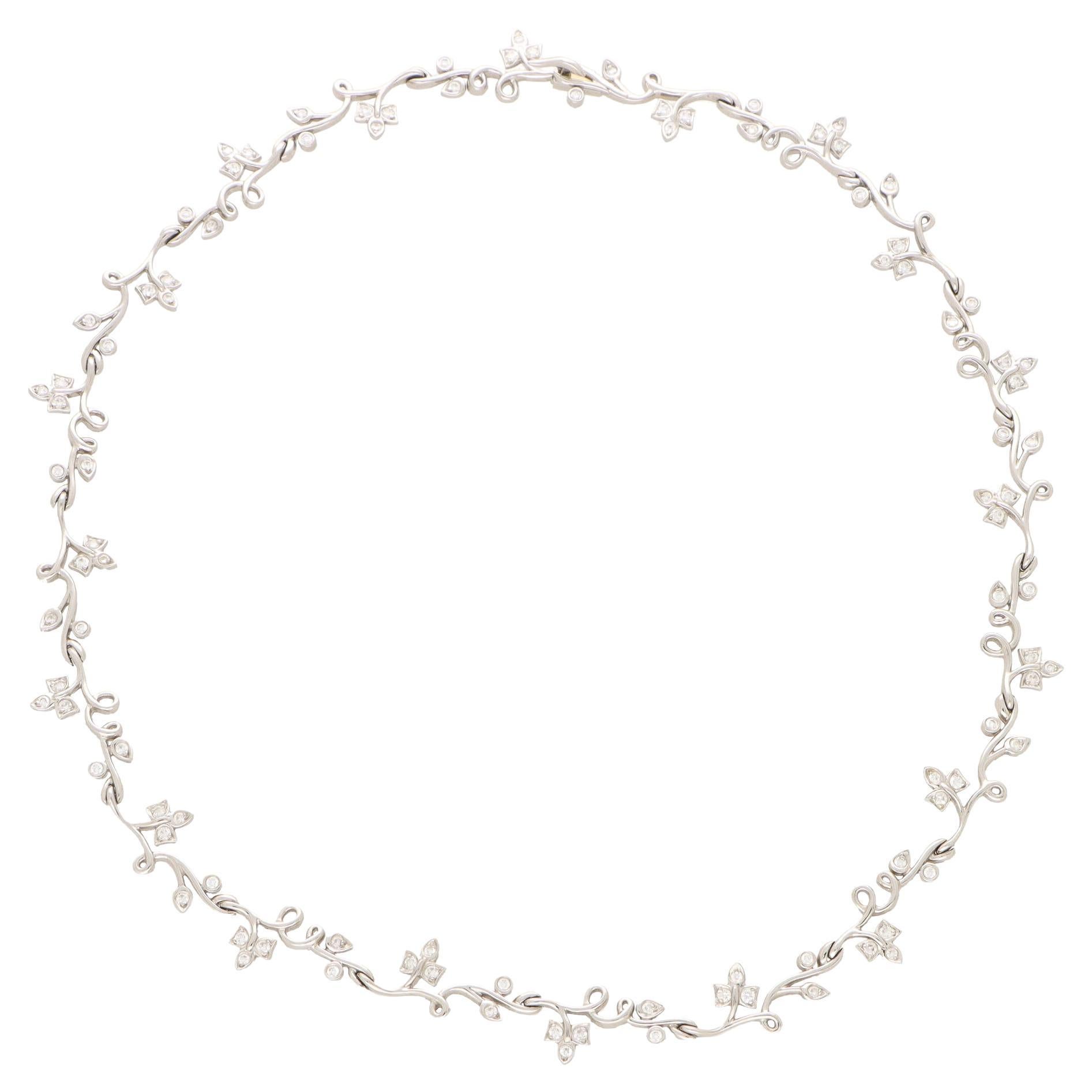  Vintage Tiffany & Co. Twisted Ivy Collar Necklace in Platinum