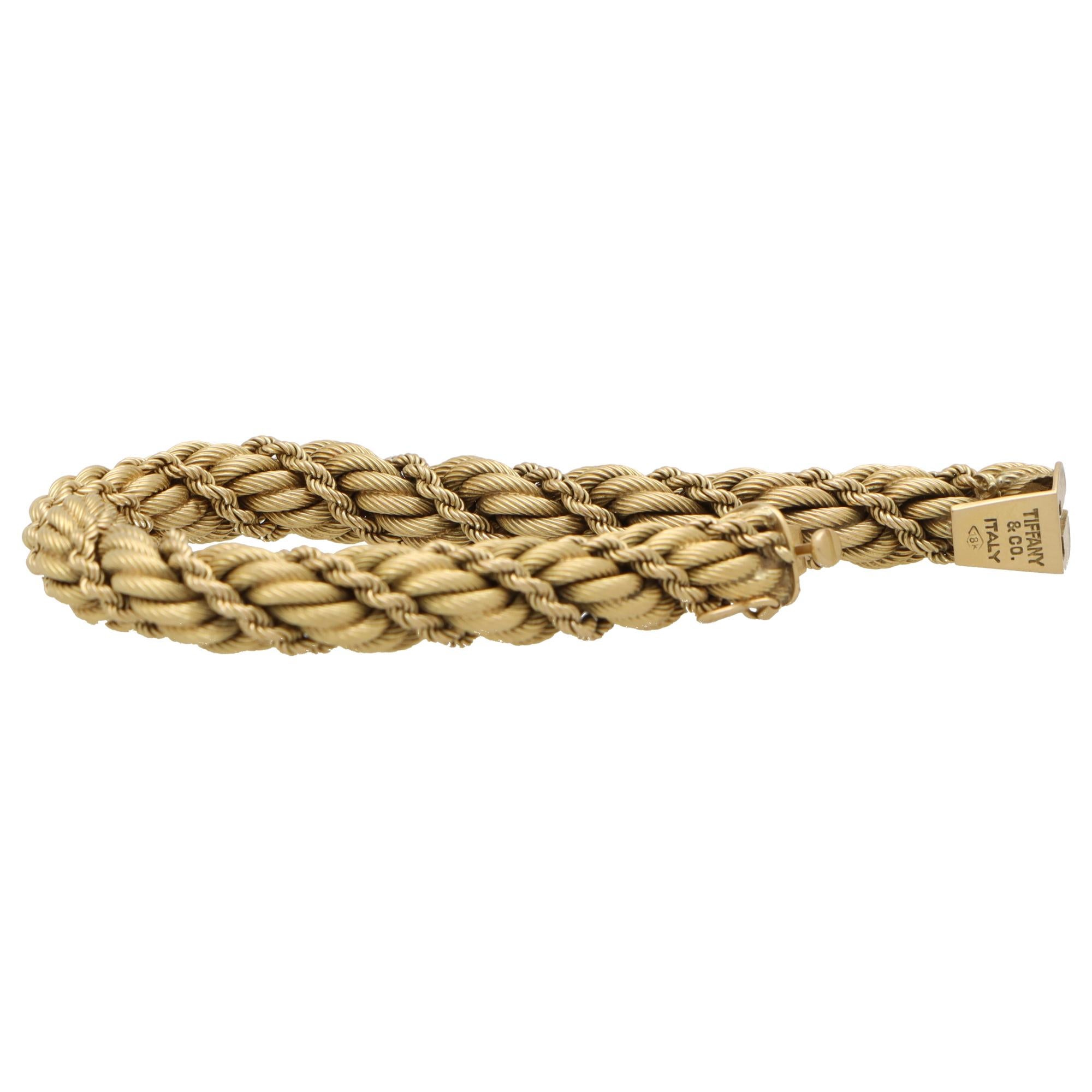 Vintage Tiffany & Co. Twisted Rope Bracelet Set in 18k Yellow Gold In Excellent Condition In London, GB