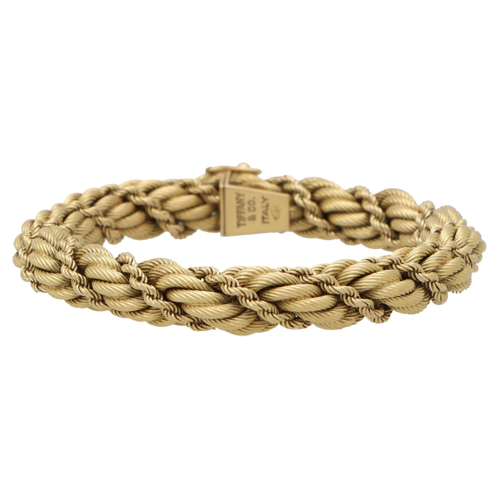 Tiffany and Co. 14K Yellow Gold Vintage Double Rope Bracelet 