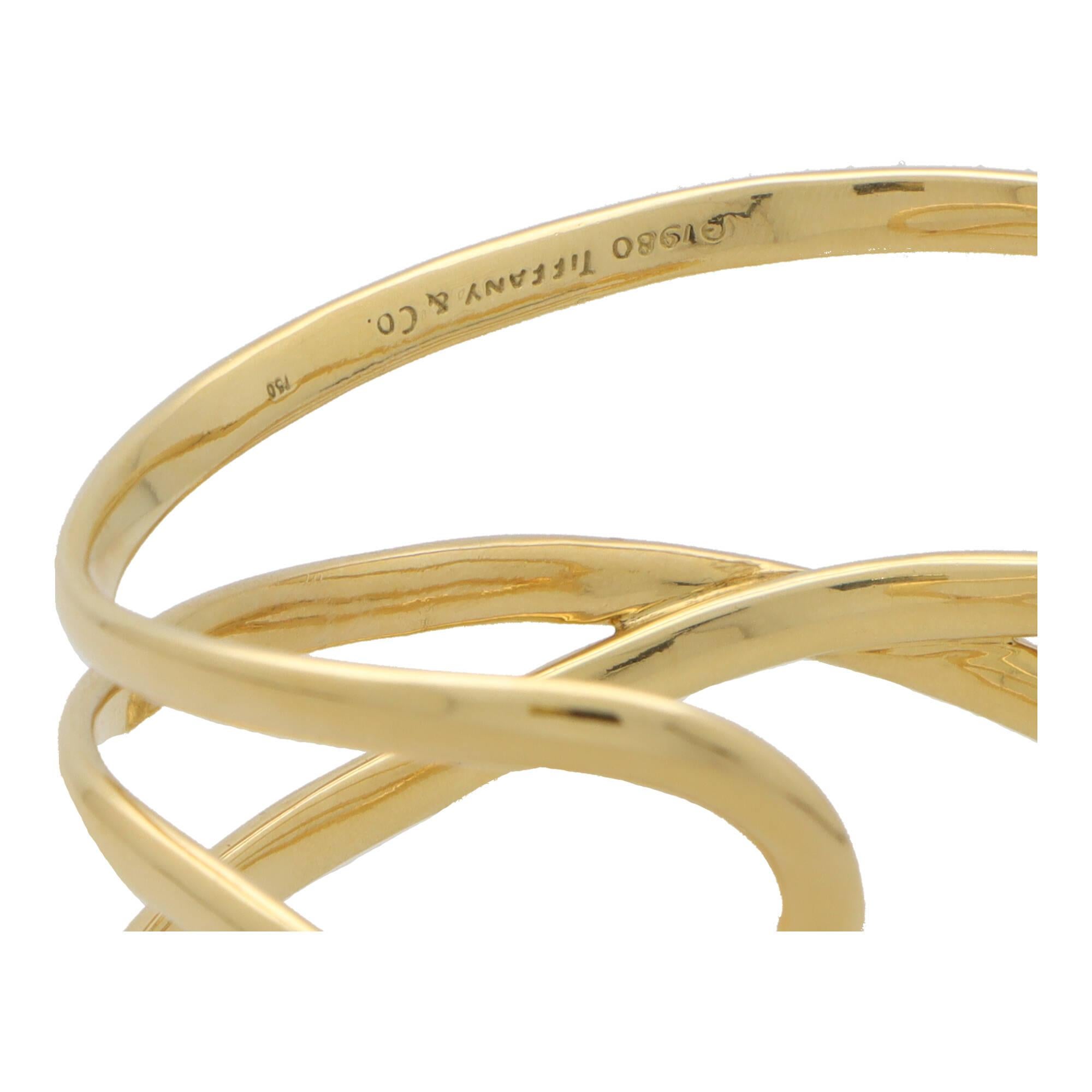 Vintage Tiffany & Co. Twisted Wire Cuff Torque Bangle in 18k Yellow Gold In Excellent Condition In London, GB