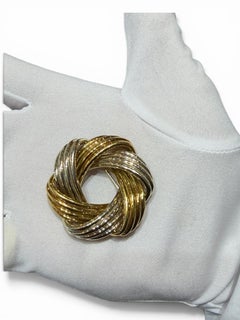 Vintage Tiffany & Co. Two-Tone 18K Gold Love Knot Brooch Pin Made in Italy