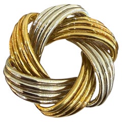 Vintage Tiffany & Co. Two-Tone 18K Gold Love Knot Brooch Pin Made in Italy