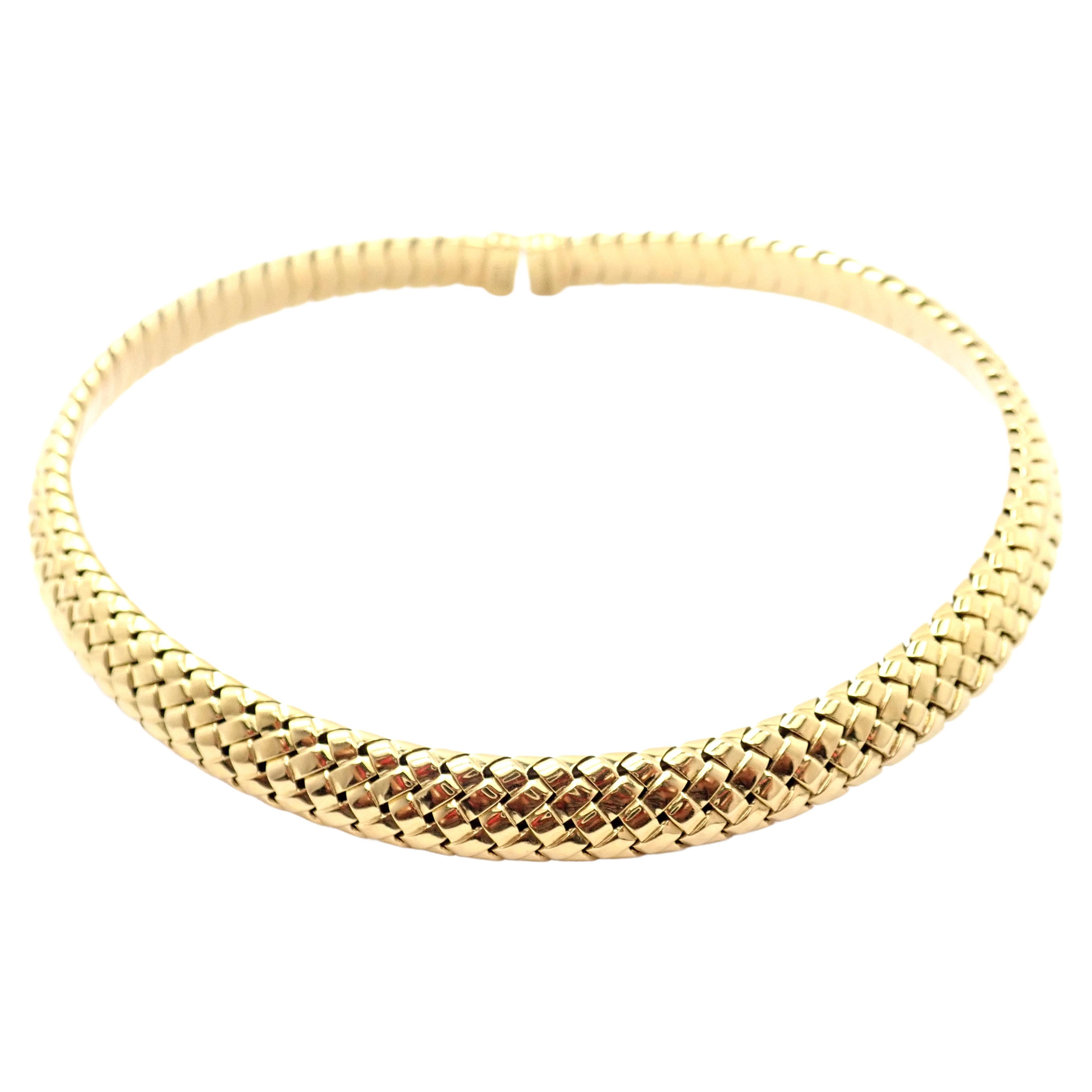 Vintage Tiffany & Co. Vannerie Basket Weave Yellow Gold Choker Necklace