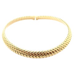 Vintage Tiffany & Co. Vannerie Basket Weave Yellow Gold Choker Necklace