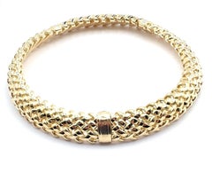 Vintage Tiffany & Co Vannerie Diamond Sapphire Basket Weave Yellow Gold Necklace