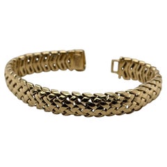Tiffany vintage & Co Vannerie. Bracciale a maglie intrecciate in oro giallo 18 carati, 7,5 pollici